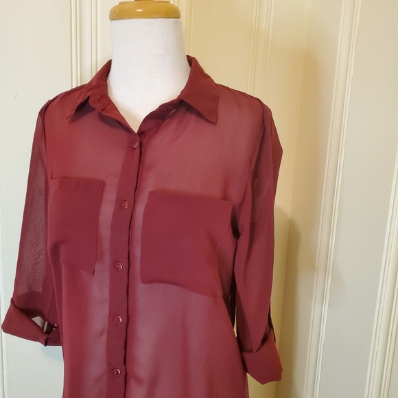 Charlotte Russe Long Tunic Button Up Top - Picture 2 of 7